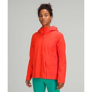 Lululemon StretchSeal™ Relaxed-Fit Rain Jacket Sz 6 Orange Hooded Waterproof‎